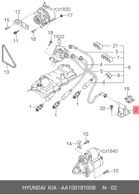 Катушка зажигания AA10018100B HYUNDAI KIA