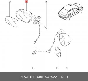 Наружное зеркало 6001547522 RENAULT