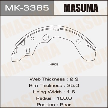 Колодки тормозные барабанные MK3385 MASUMA