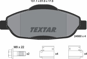 Комплект тормозных колодок, диско 2466001 TEXTAR