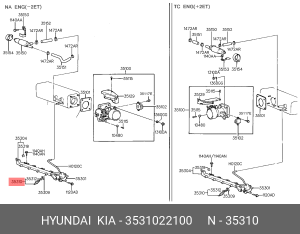 Клапанная форсунка 3531022100 HYUNDAI KIA