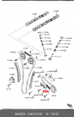 Цепь привода масляного насоса L3K914151 MAZDA