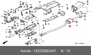 Средний глушитель выхлопных газов 18220S82A01 HONDA