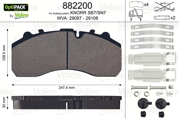 Колодки тормозные дисковые 882200 VALEO PHC
