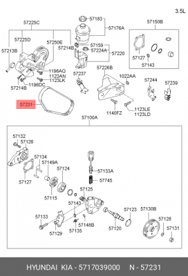 Поликлиновой ремень 57170-39000 HYUNDAI KIA