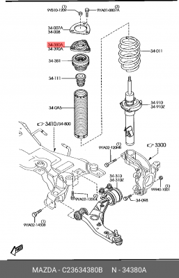 Опора амортизатора подвески C236-34-380B MAZDA