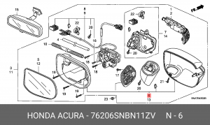 Корпус зеркала заднего вида 76206SNBN11ZV HONDA
