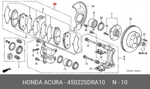 Комплект тормозных колодок, диско 45022SDRA10 HONDA