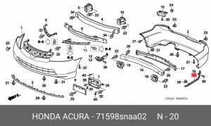 Кронштейн крепления бампера 71598SNAA02 HONDA