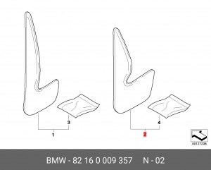 Брызговики (комплект) 82 16 0 009 357 BMW