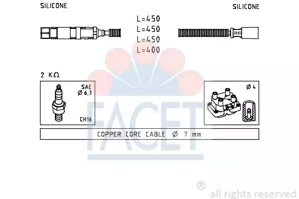 Ккомплект проводов зажигания 4.7234 FACET