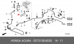 Патрубок системы охлаждения ДВС 53731SEAE00 HONDA