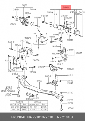 Подушка двигателя 2181022510 HYUNDAI KIA