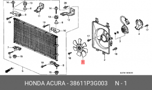 Вентилятор, охлаждение двигателя 38611P3G003 HONDA