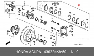 Комплект тормозных колодок, диско 43022-SZ3-E50 HONDA
