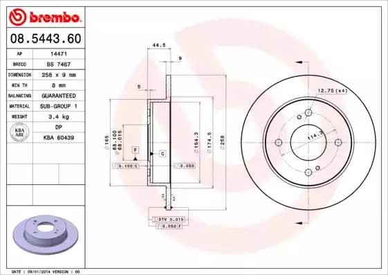 Тормозной диск 08544360 BREMBO