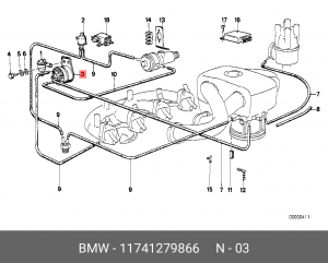 Преобразователь давления, управление ОГ 11 74 1 279 866 BMW