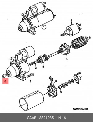 Втулка, вал стартера 8821985 SAAB
