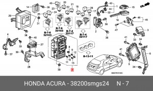 Блок коммутационный для реле, предохранителей 38200SMGS24 HONDA