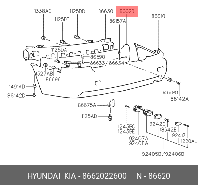 Абсорбер бампера 8662022600 HYUNDAI KIA