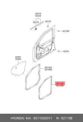 Уплотнитель двери 821102D011 HYUNDAI KIA