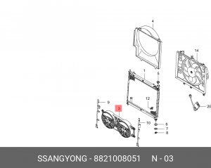 Электромотор радиатора кондиционера 8821008051 SSANG YONG
