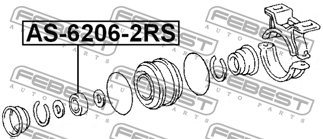Подшипник опоры карданного вала AS-6206-2RS FEBEST