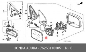 Стекло зеркала заднего вида 76253S10305 HONDA