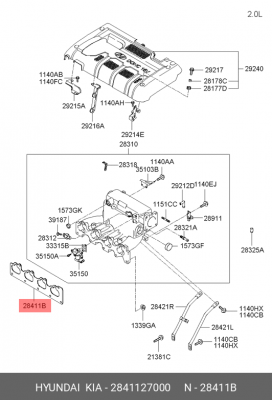 Прокладка, впускной коллектор 2841127000 HYUNDAI KIA