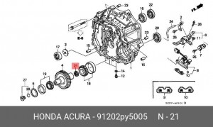 Уплотняющее кольцо, коленчатый вал 91202PY5005 HONDA