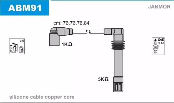 Ккомплект проводов зажигания ABM91 JANMOR