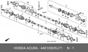 Шарнирный комплект, приводной вал 44010SH9J71 HONDA