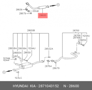 Выпускной трубопровод 2871043152 HYUNDAI KIA
