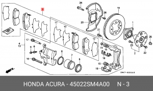 Комплект тормозных колодок, диско 45022-SM4-A00 HONDA