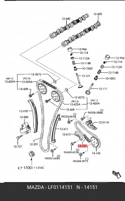 Цепь привода масляного насоса LF01-14-151 MAZDA