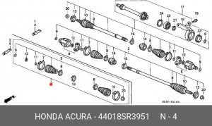 Комплект пылника, приводной вал 44018-SR3-951 HONDA