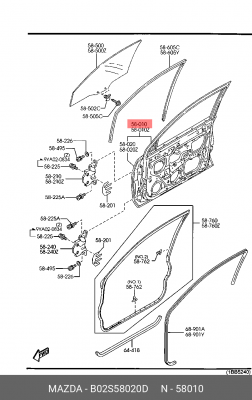 Дверь передняя B02S58020D MAZDA