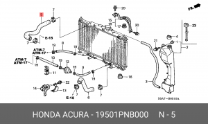 Патрубок системы охлаждения ДВС 19501PNB000 HONDA