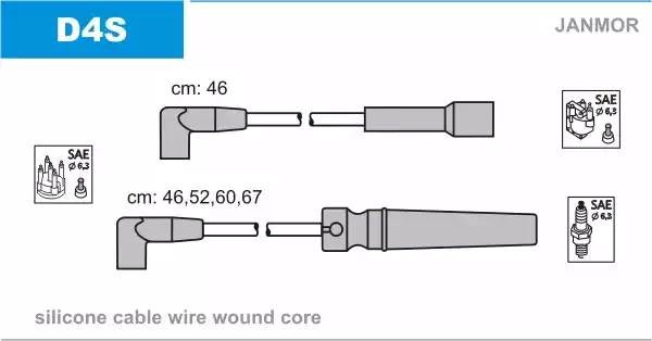 Ккомплект проводов зажигания D4S JANMOR
