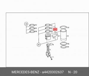 Гильза цилиндра с поршнем в сборе A4420302637 MERCEDES BENZ
