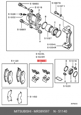 Комплектующие, колодки дискового тормоза MR389597 MITSUBISHI