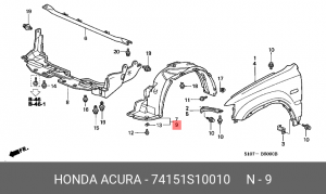 Обшивка, колесная ниша 74151S10010 HONDA