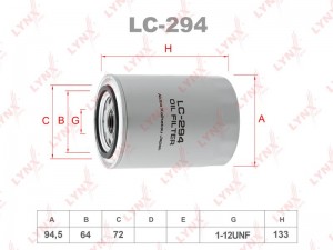Фильтр масляный двигателя LC-294 LYNXAUTO