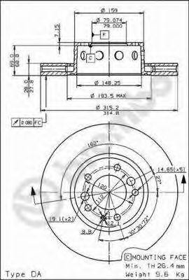 Тормозной диск 09592910 BREMBO