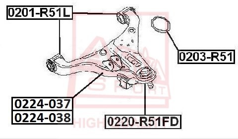 Опора шаровая подвески 0203-R51 ASVA