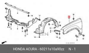 Крыло переднее 60211S10A90ZZ HONDA