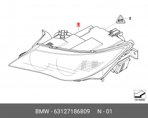 Фара головного света 63 12 7 186 809 BMW
