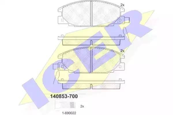 Комплект тормозных колодок, диско 140853-700 ICER