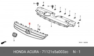 Решетка радиатора 71121S5A003ZC HONDA