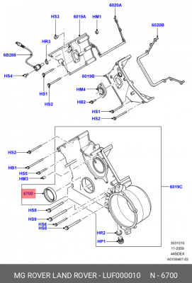 Уплотняющее кольцо, коленчатый вал LUF000010 LAND ROVER